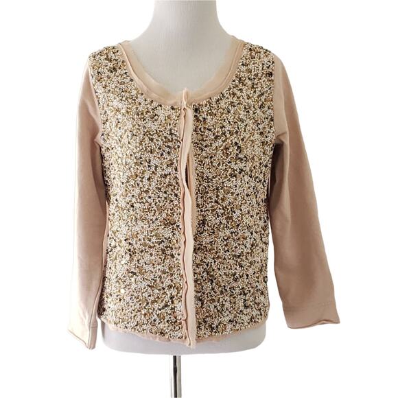 Anthropologie Postmark Paillette Sequin Embellished Cardigan Pink Women Small - Picture 2 of 8
